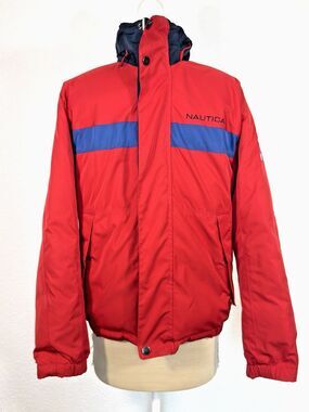 Vintage 90s Nautica Flag Series Reversible Down Puffer Jacket Unisex XS Grunge